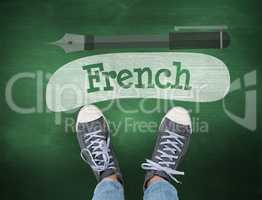 French against green chalkboard