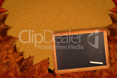 Composite image of chalkboard with piece of chalk