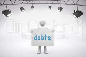 Debts against grey background