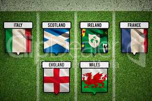 Composite image of 6 nations teams flags