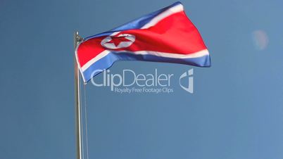 North Korea flag in front of blue sky