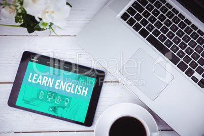 Composite image of learn english interface