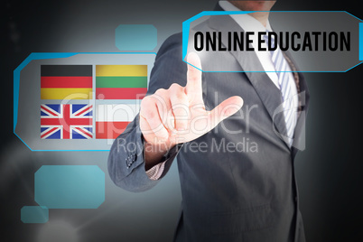 Online education against blue background with vignette