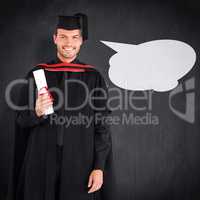 Composite image of charming graduate boy with his diploma