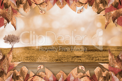 Composite image of autumn leaves pattern