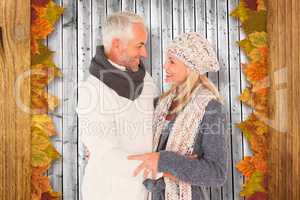 Composite image of cute happy couple romancing
