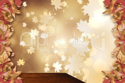 Composite image of autumn leaves pattern