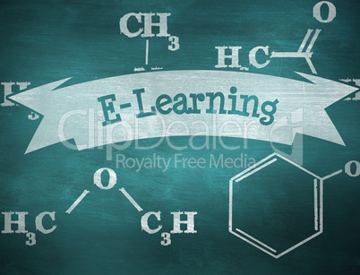 E-learning against green chalkboard