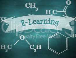 E-learning against green chalkboard