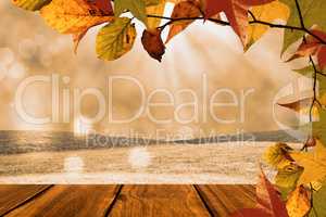 Composite image of autumn leaves pattern