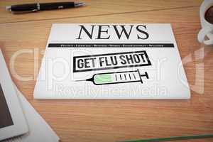 Composite image of newspaper with flu headline