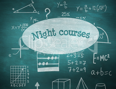 Night courses against green chalkboard