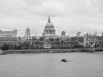 Black and white River Thames in London