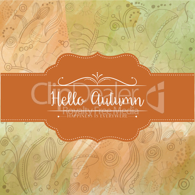 "Hello autumn" watercolor background