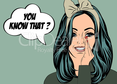 Pop Art illustration of girl with the speech bubble