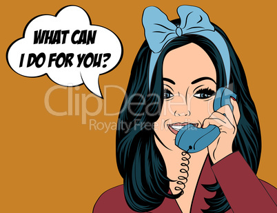 Pop Art illustration of girl with the speech bubble