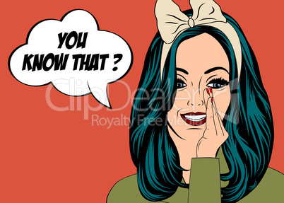 Pop Art illustration of girl with the speech bubble