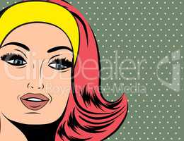 Pop Art illustration of girl with red hair