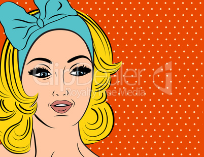 Pop Art illustration of girl with blonde hair