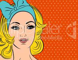 Pop Art illustration of girl with blonde hair