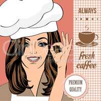 coffee advertising banner with a beautiful lady