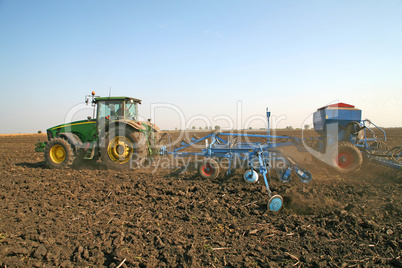 Tractor with seeder