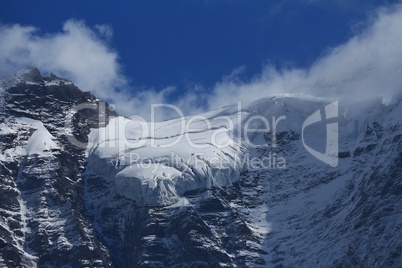 Glacier with crevasses on the Jungfraujoch