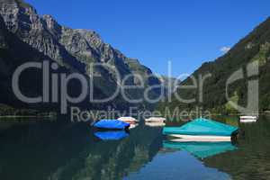Boats on lake Klontalersee