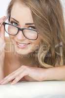 Smiling Beautiful Woman Wearing Glasses