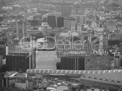 Black and white Aerial view of London