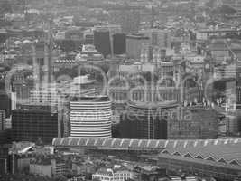 Black and white Aerial view of London