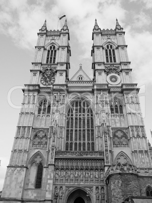 Black and white Westminster Abbey in London