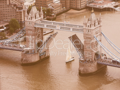 Retro looking Aerial view of London