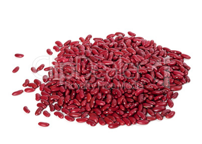 Red haricots on white background.