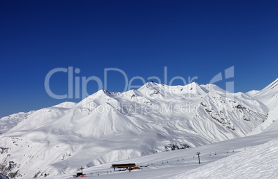 Ski slope at nice sunny day