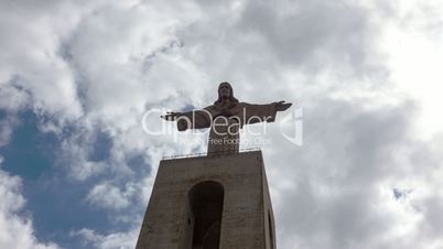 Jesus Christ Monument Cristo-Rei Lisboa in Lisbon, timelapse