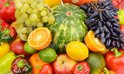 bright background of fruits and vegetables