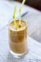 Ice coffee frappe with milk