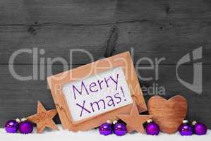 Gray Purple Christmas Decoration Text Merry Xmas