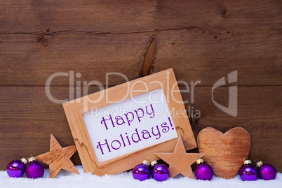 Purple Christmas Decoration Text Happy Holidays