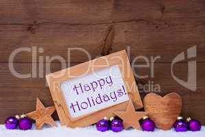 Purple Christmas Decoration Text Happy Holidays