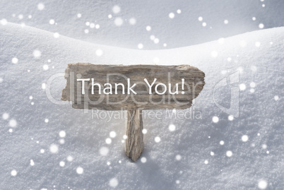 Christmas Sign Snow And Snowflakes Thank You