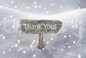 Christmas Sign Snow And Snowflakes Thank You