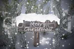 Sign Snowflakes Fir Tree Text Merry Christmas