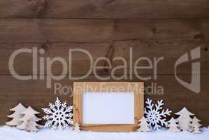White Christmas Decoration With Copy Space And Snow