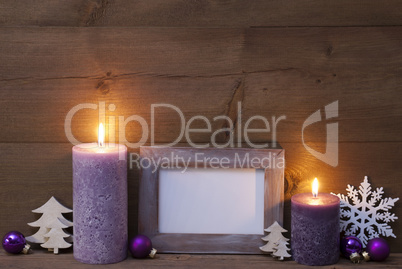 Purple Christmas Decoration With Candles Picture Frame