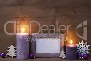 Purple Christmas Decoration With Candles Picture Frame