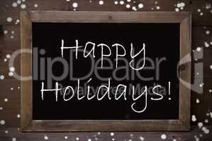 Chalkboard With Happy Holidays, Snowflakes