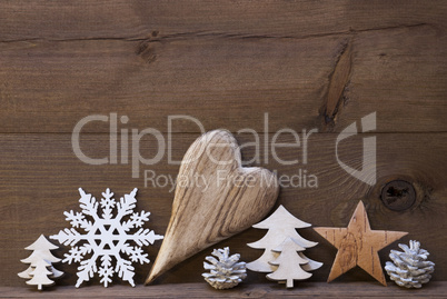 Rustic Christmas Decoration, Heart, Snowflake, Star, Tree