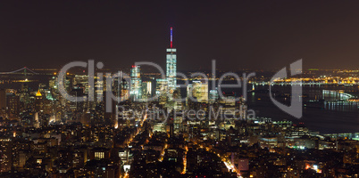 Aerial night view of Manhattan